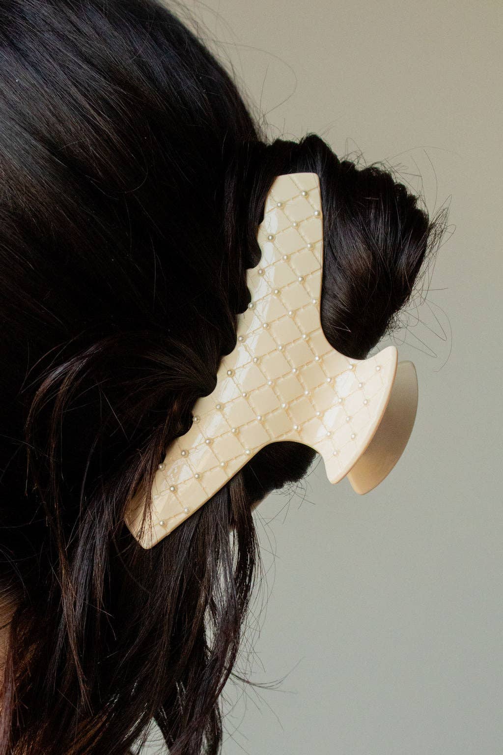 Pearl Studded Champagne Claw Clip