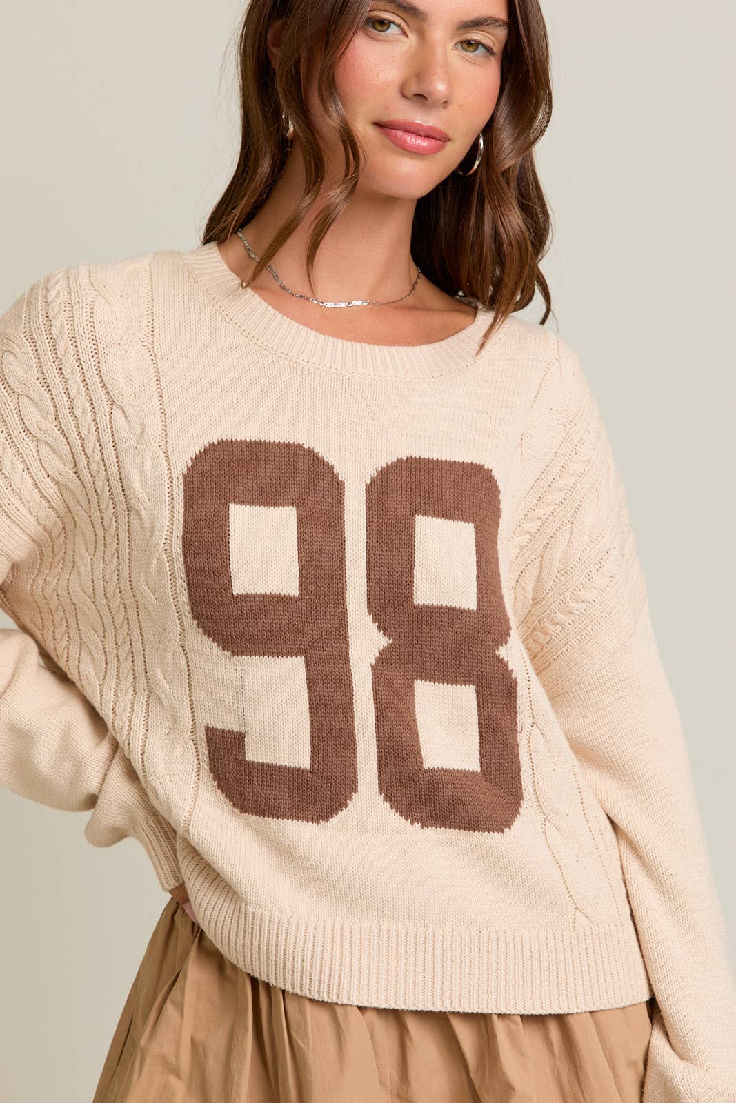 Addie Jersey Cable Knit Sweater