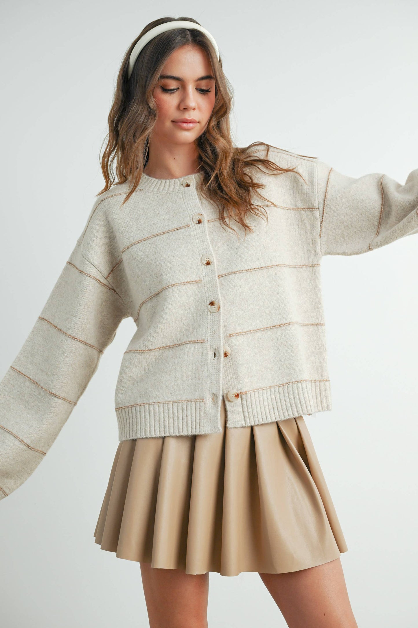 Lola Button Front Striped Cardigan