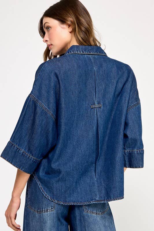 Angie Denim Wide Sleeve Shirt