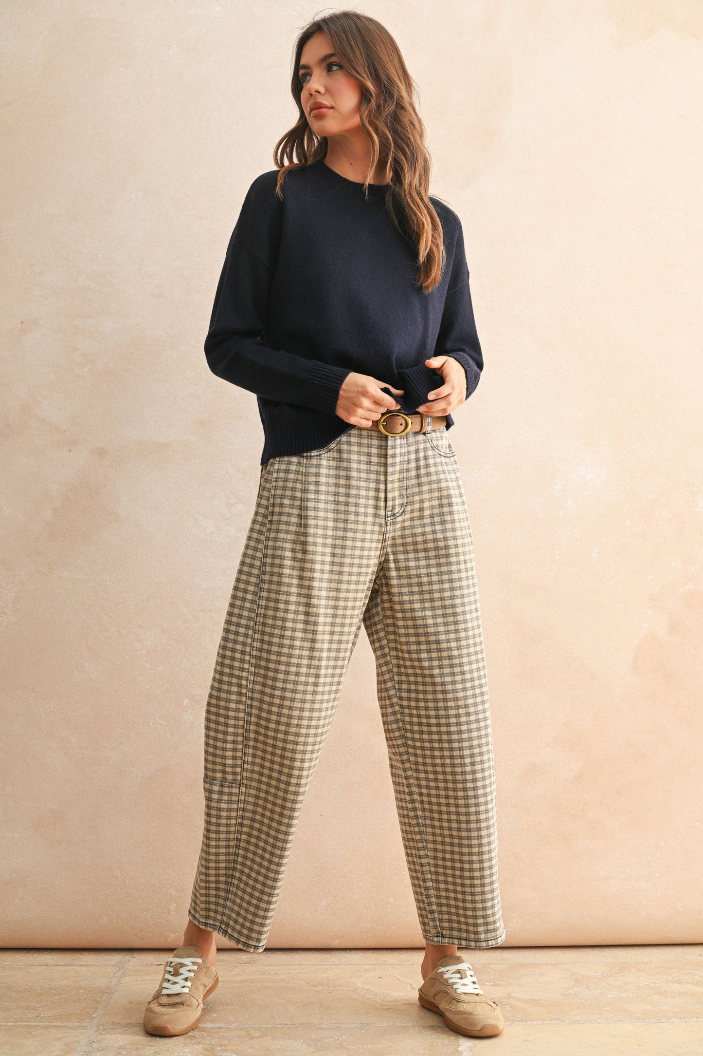 Ginger Gingham Barrel Pants