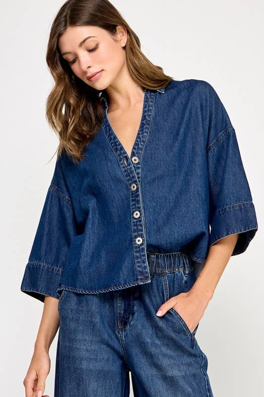 Angie Denim Wide Sleeve Shirt