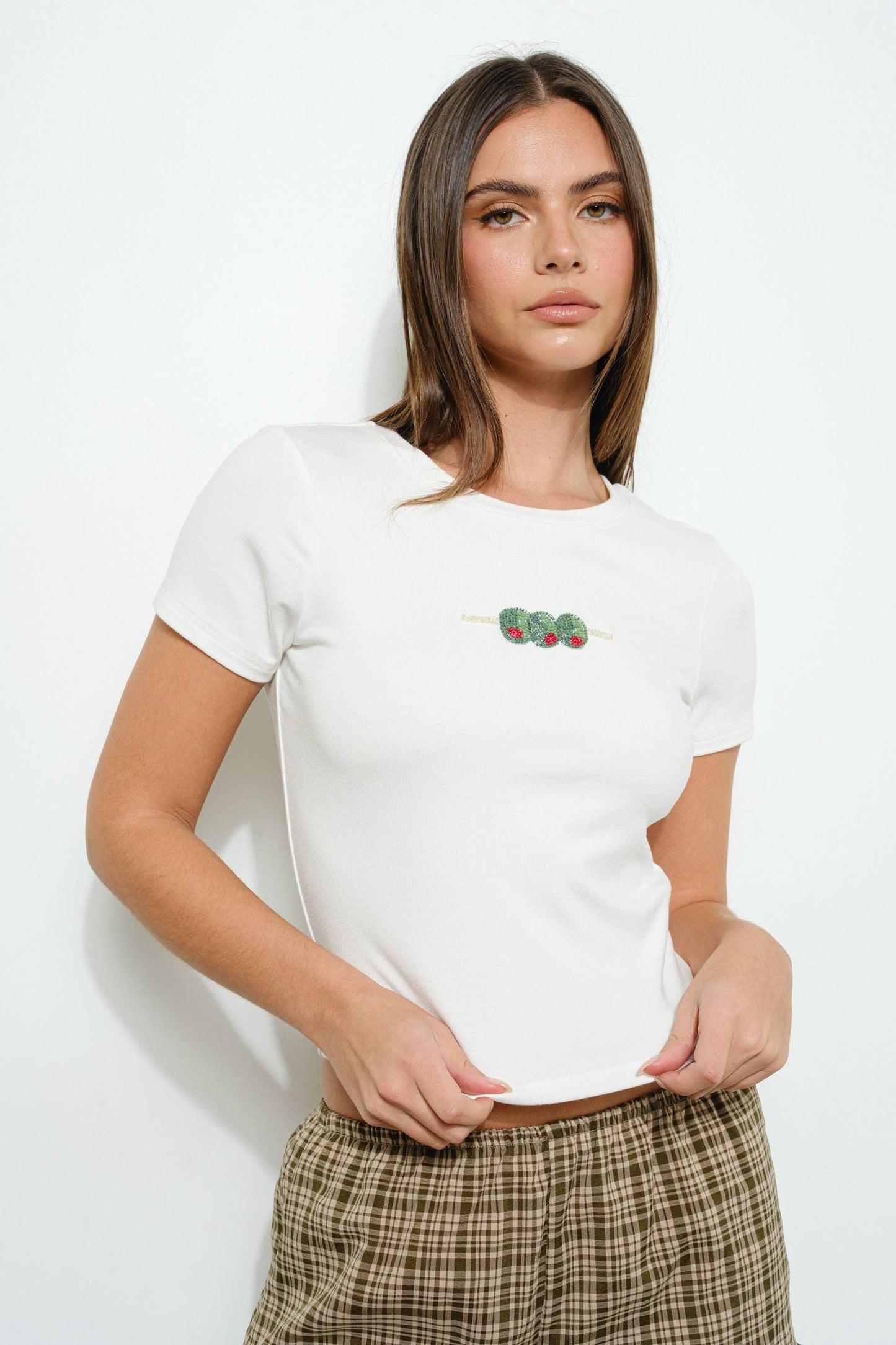 Olive Beaded Tee