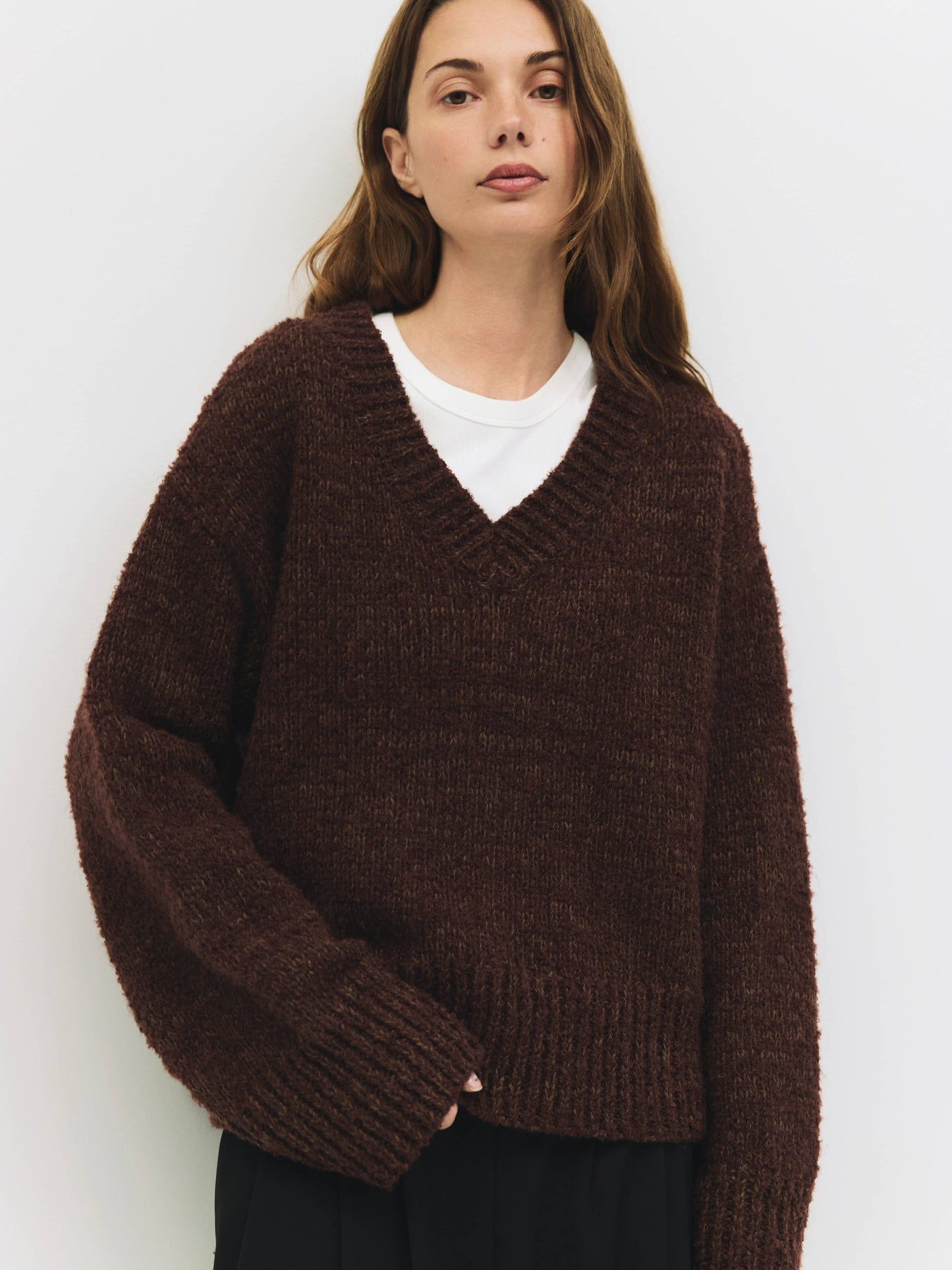 Reed V-Neck Boucle Sweater