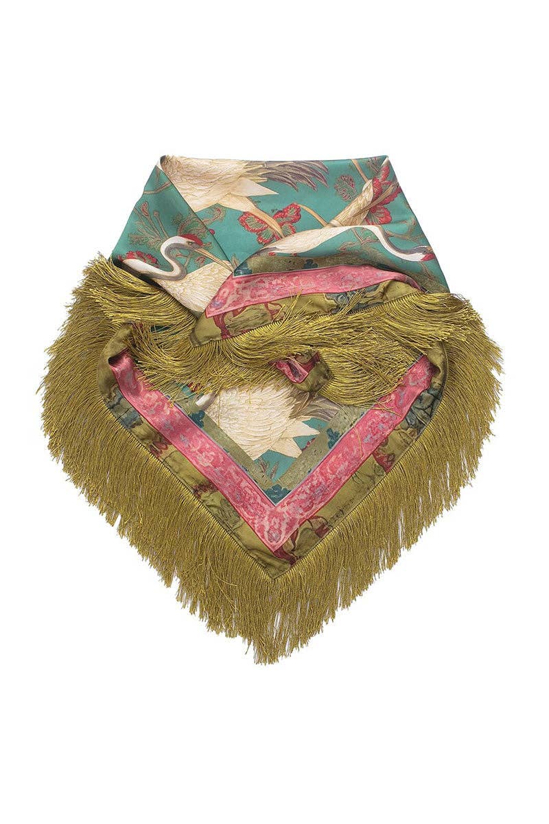 Fringed Crane Scarf