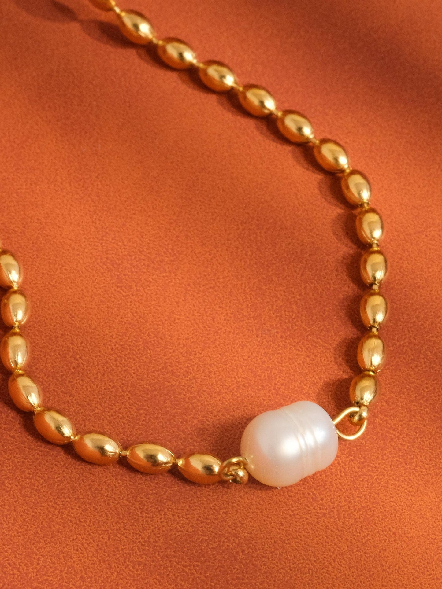 Vigne Pearl Ball Chain Necklace | Waterproof Jewelry