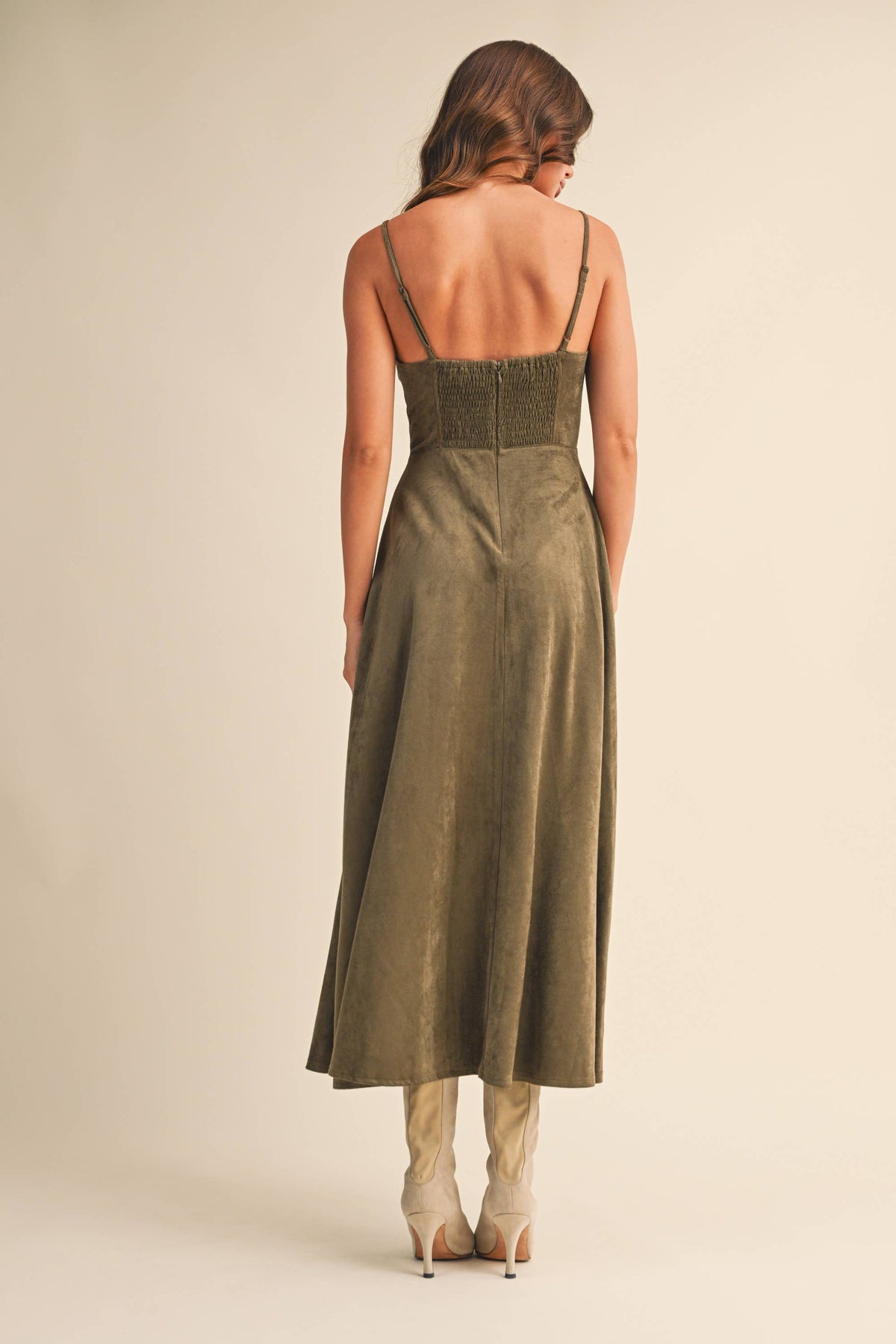 Sadie Suede Corset Midi Dress