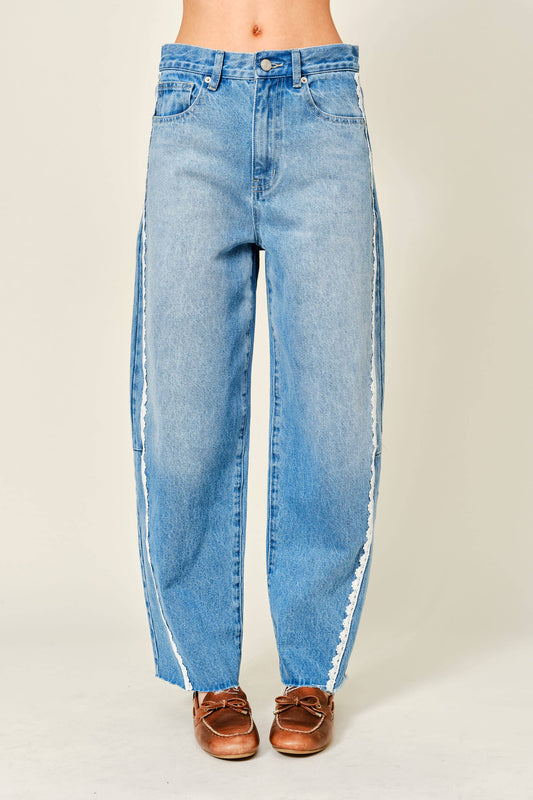 Ainsley Lace Detail Barrel Jean