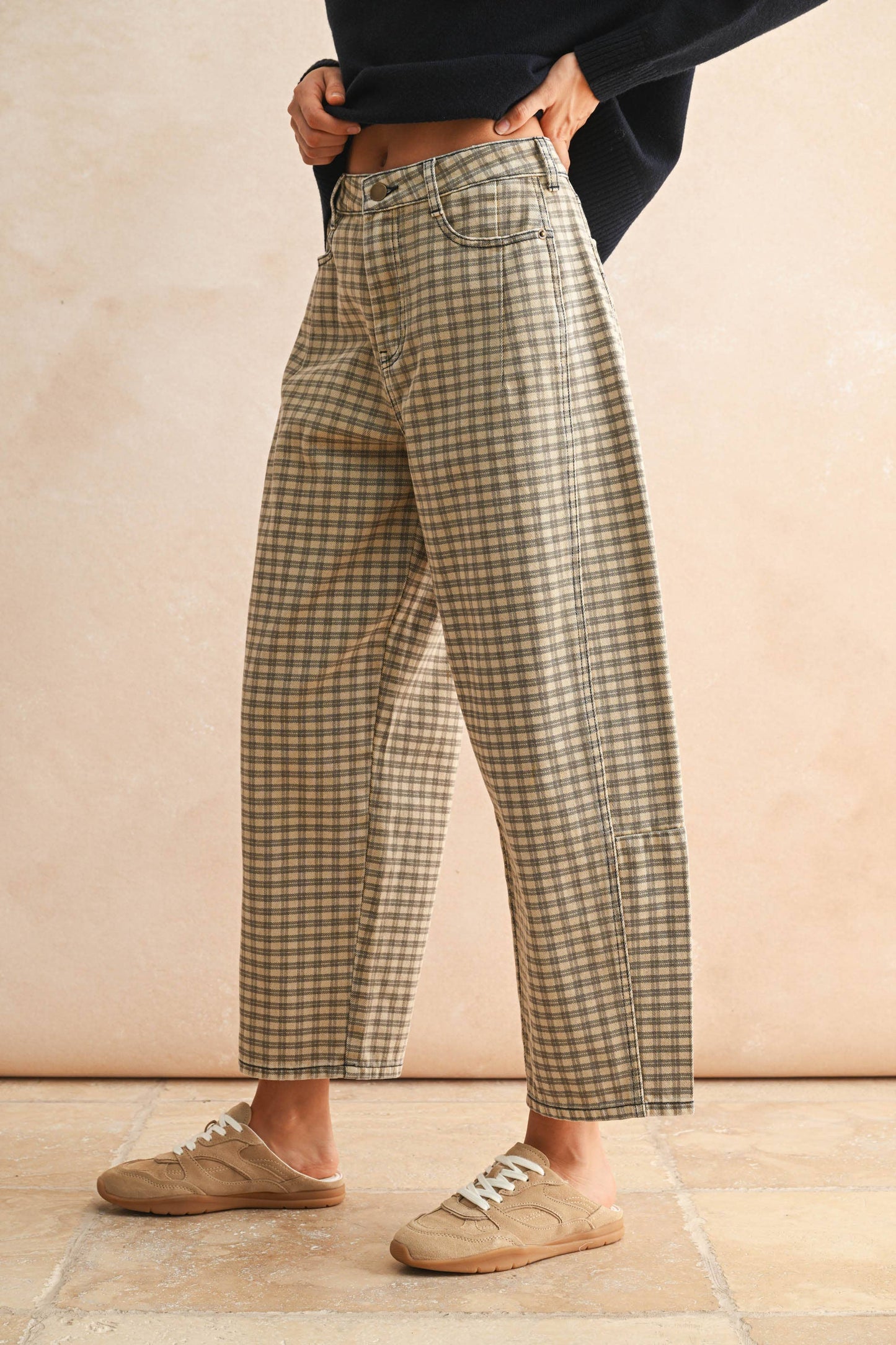 Ginger Gingham Barrel Pants