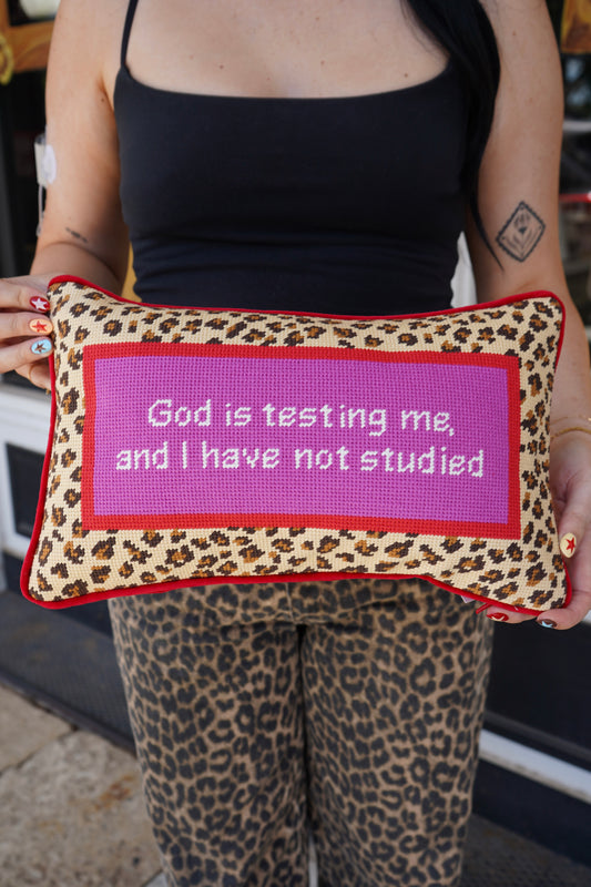 God Testing Me | FURBISH Needlepoint Pillow