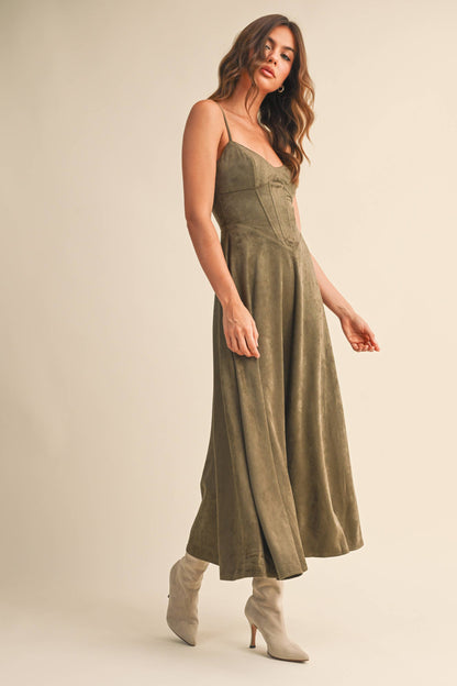Sadie Suede Corset Midi Dress