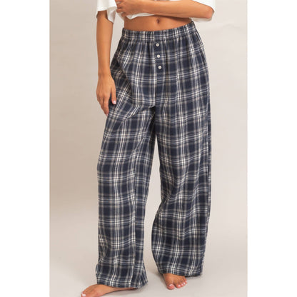 Kenzi Plaid Wide-Leg Pants