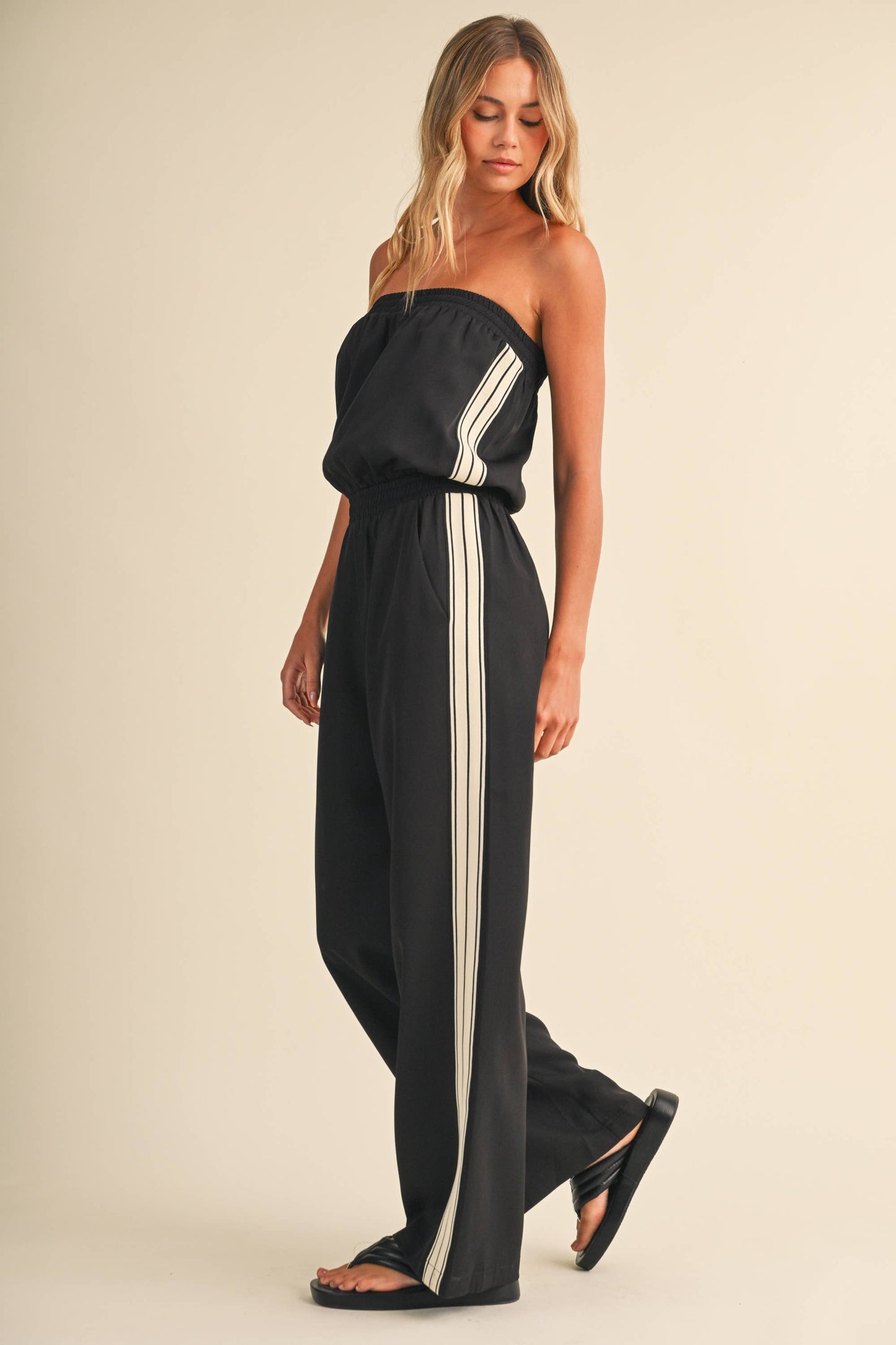 Tori Track Stripe Jumpsuit