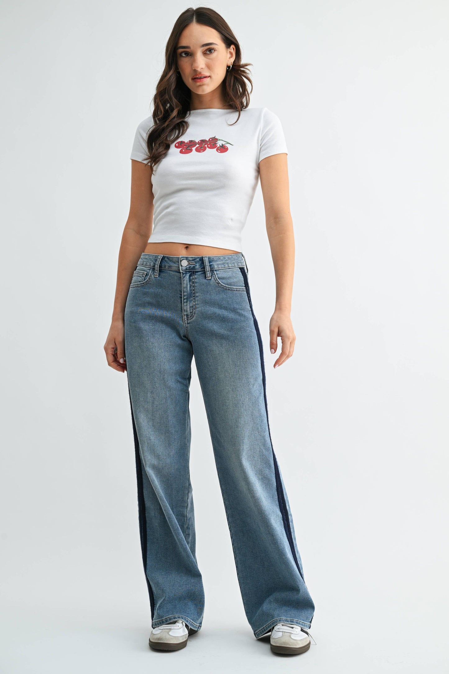 Dani Mid Rise Tuxedo Denim Pants