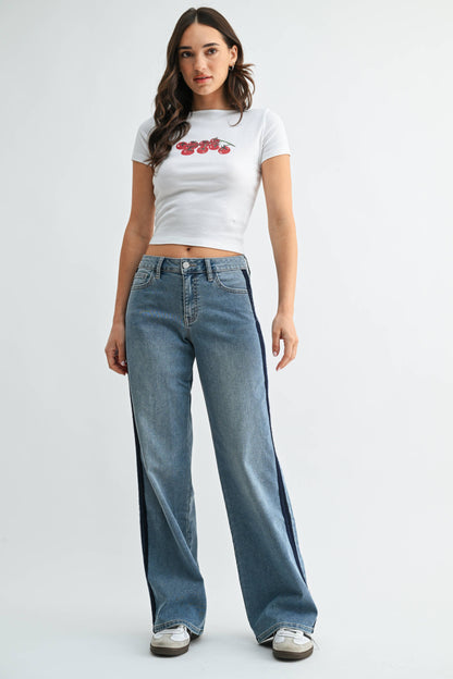 Dani Mid Rise Tuxedo Denim Pants