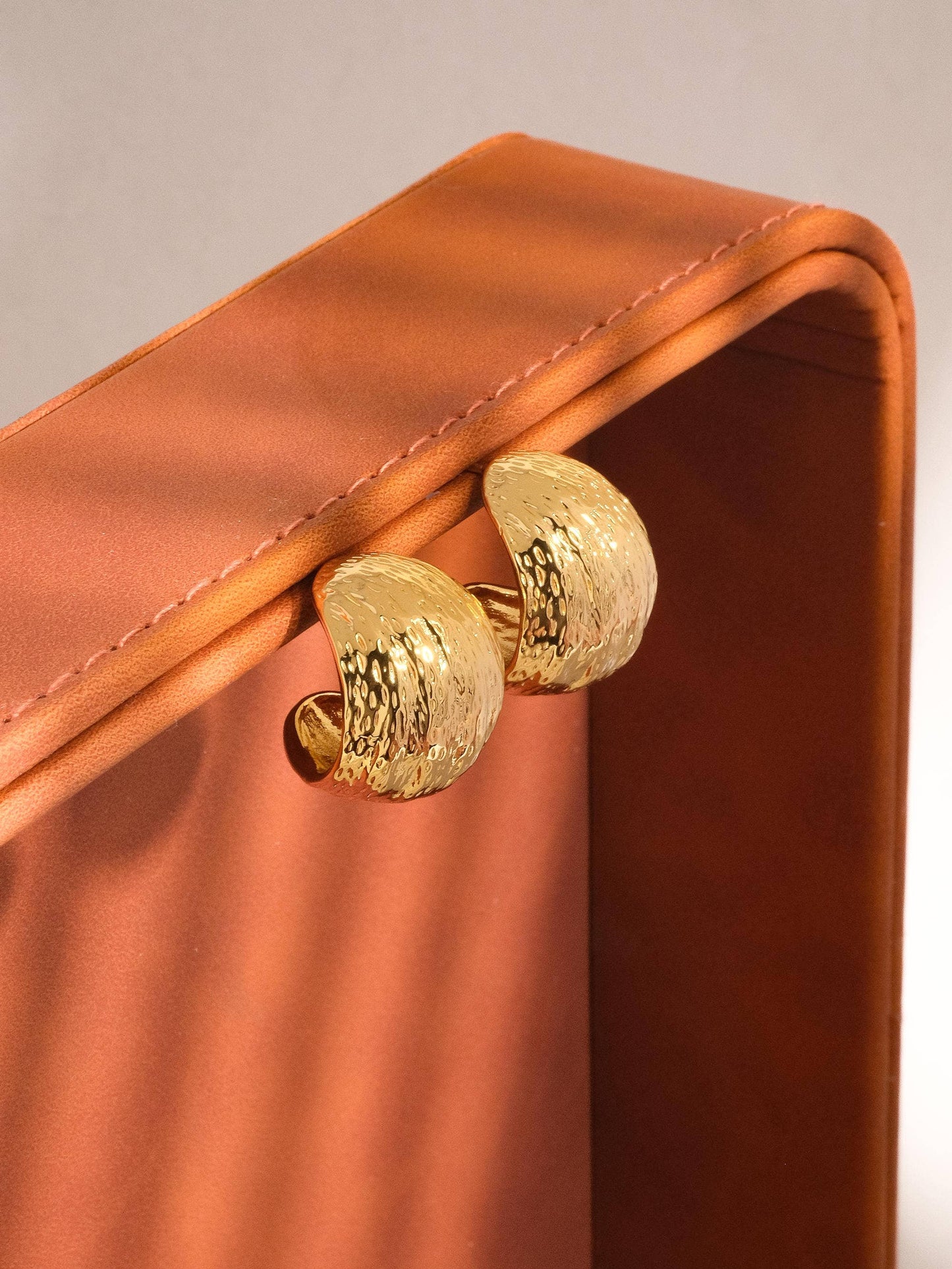 Zelle Textured Huggie Earring | Waterproof Jewelry