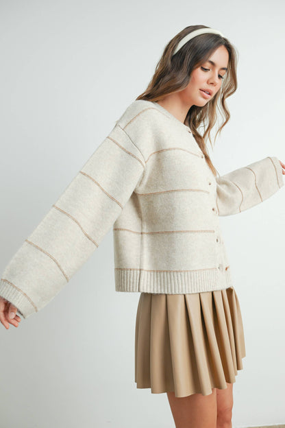 Lola Button Front Striped Cardigan