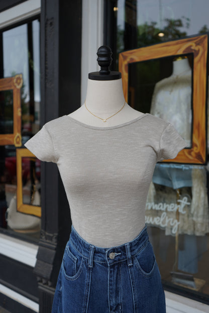 Reeve Ribbed Open Back Bodysuit