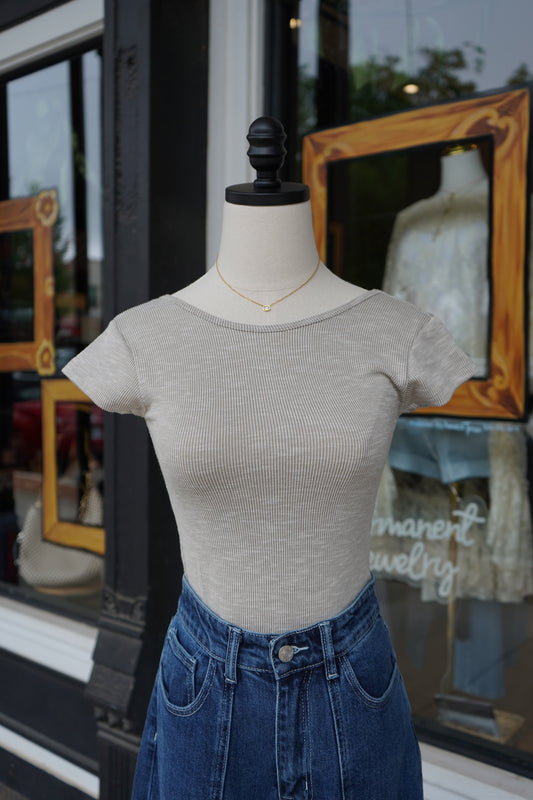 Reeve Ribbed Open Back Bodysuit