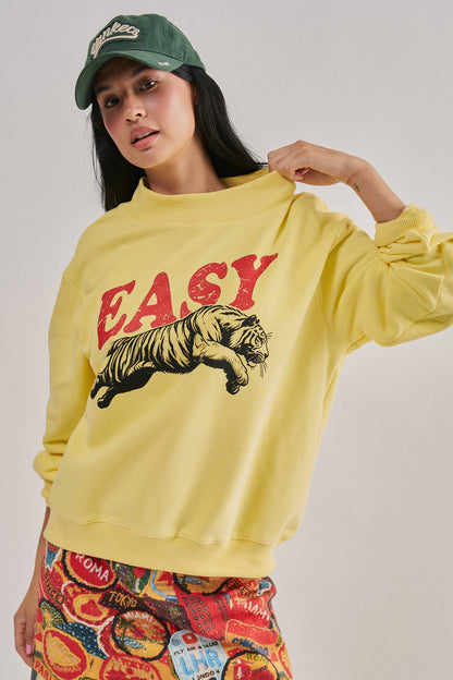 Easy Tiger Graphic Mock Neck Sweatshirt