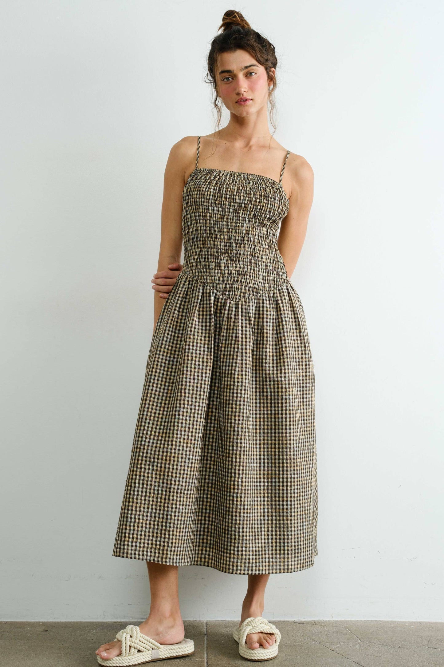 Phoebe Gingham Smocked  Midi Dress