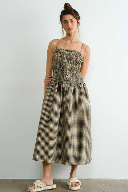Phoebe Gingham Smocked  Midi Dress