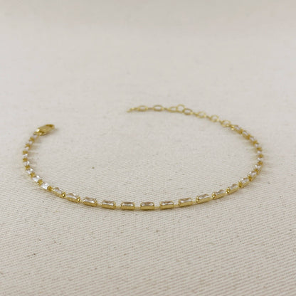 Crystal Baguette Anklet | Waterproof Jewelry