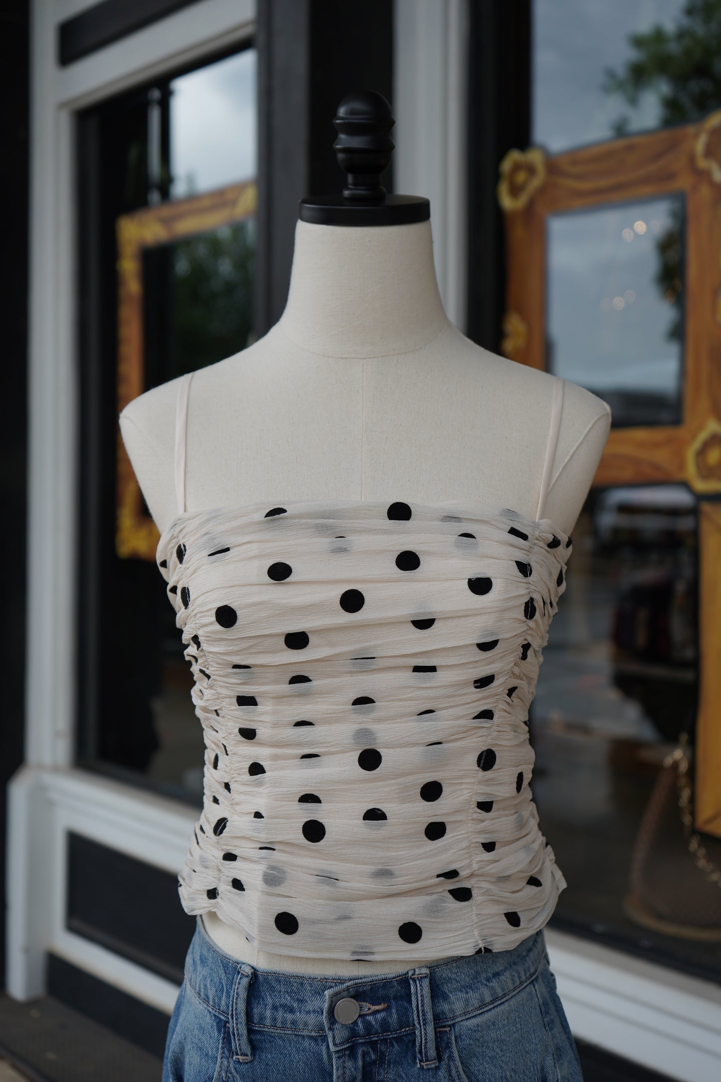 Lucy Ruched Polka Dot Tank