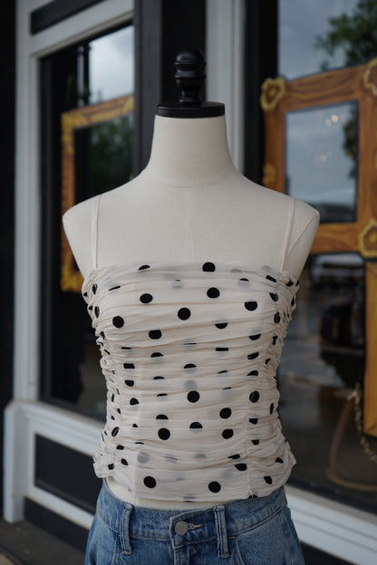Lucy Ruched Polka Dot Tank