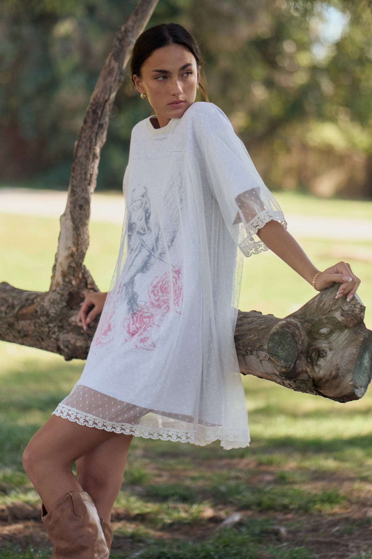 Angel Lace Layered T-shirt Dress