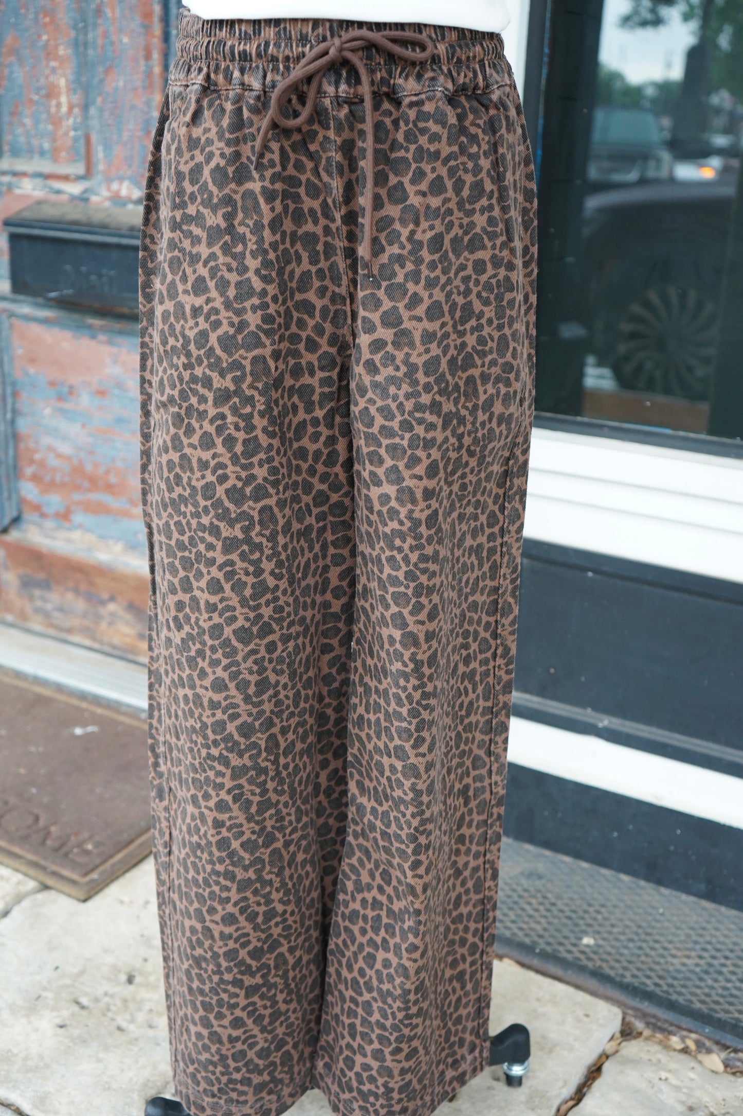 Carli Leopard Wide Leg Track Pants