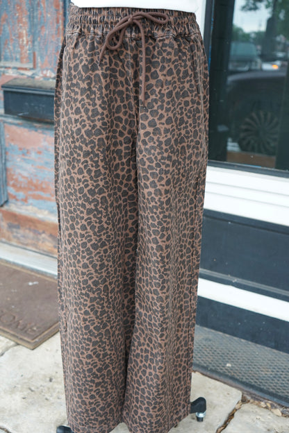Carli Leopard Wide Leg Track Pants
