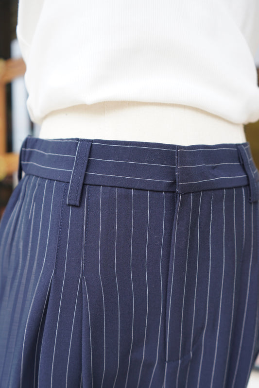 Tate Pinstripe Wide-Leg Trousers
