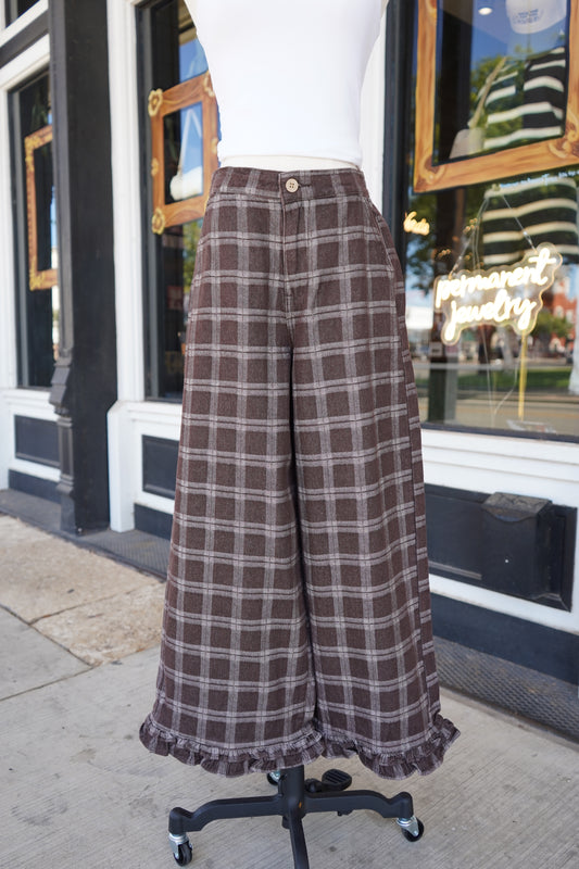 Oakley Plaid Wide-Leg Pant