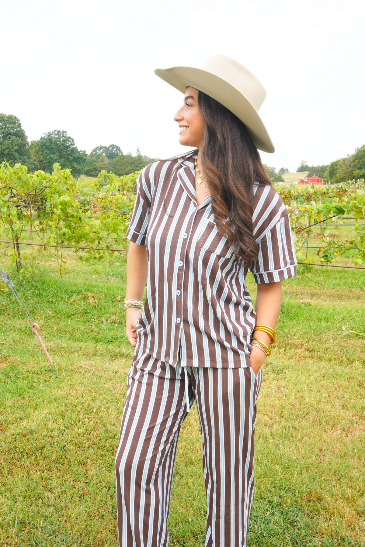 Chocolate & Baby Blue Stripes | Pajama Set