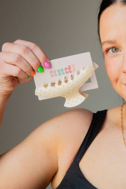 Pearl Studded Champagne Claw Clip