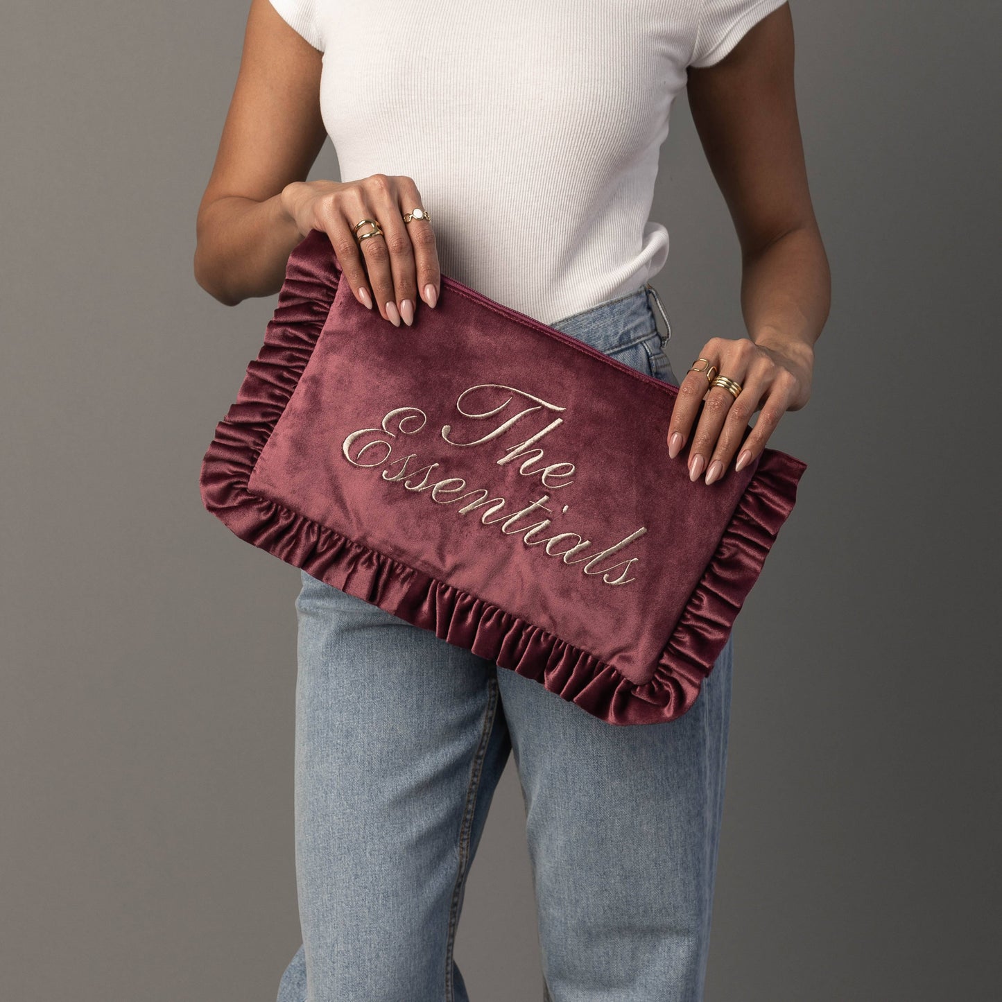 Velvet Ruffle Travel Pouch