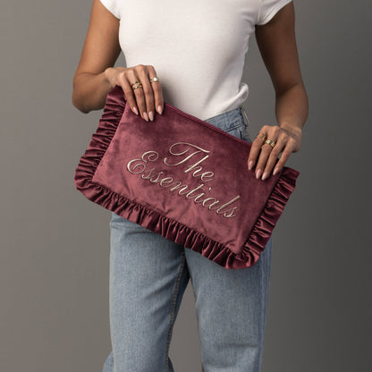 Velvet Ruffle Travel Pouch