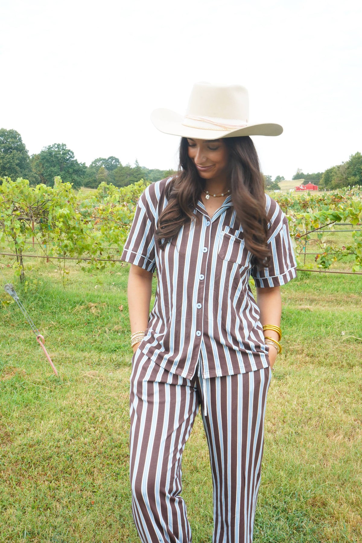 Chocolate & Baby Blue Stripes | Pajama Set