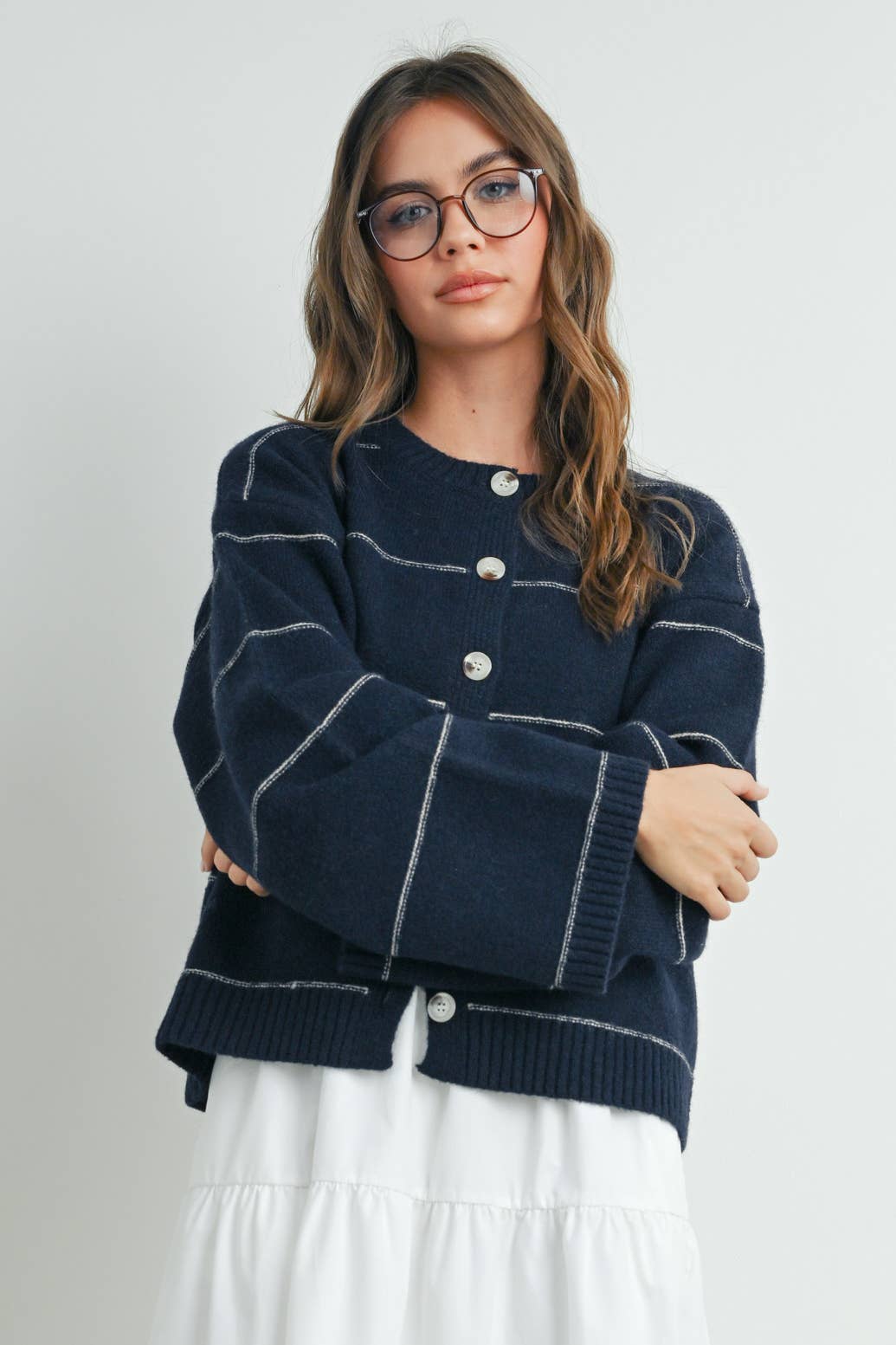 Lola Button Front Striped Cardigan
