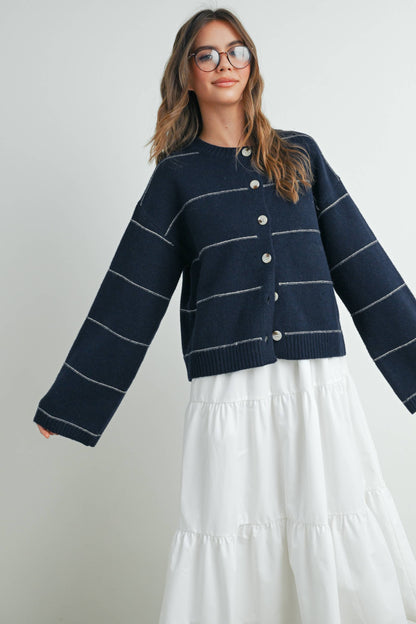 Lola Button Front Striped Cardigan