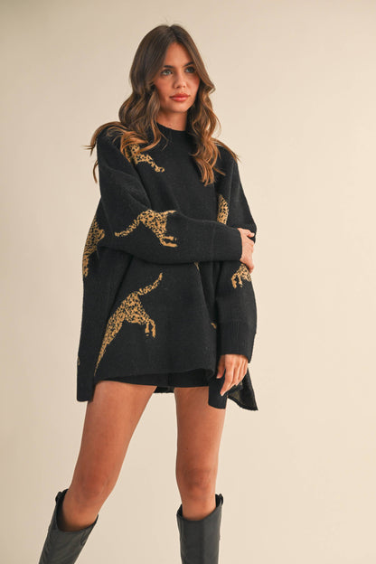 Hanna Cheetah Mockneck Sweater