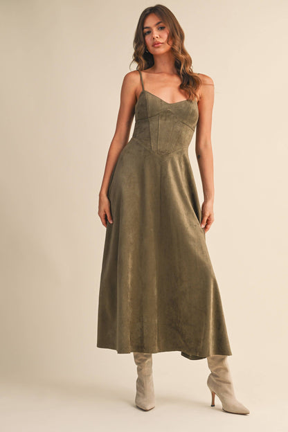 Sadie Suede Corset Midi Dress