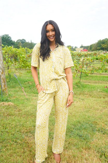 Chartreuse Zebra | Pajama Set