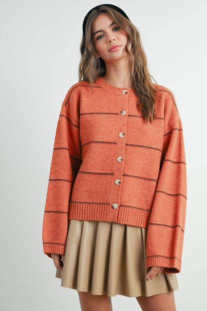 Lola Button Front Striped Cardigan