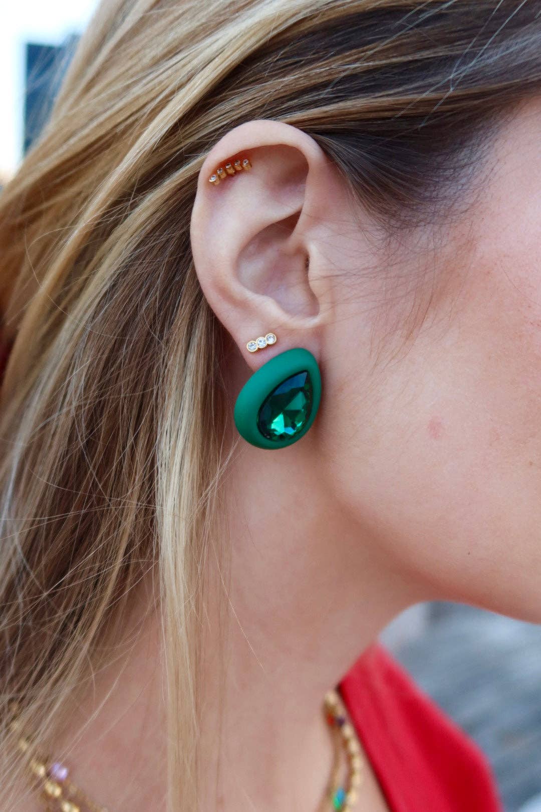 Eva Statement Earring - Green Pear