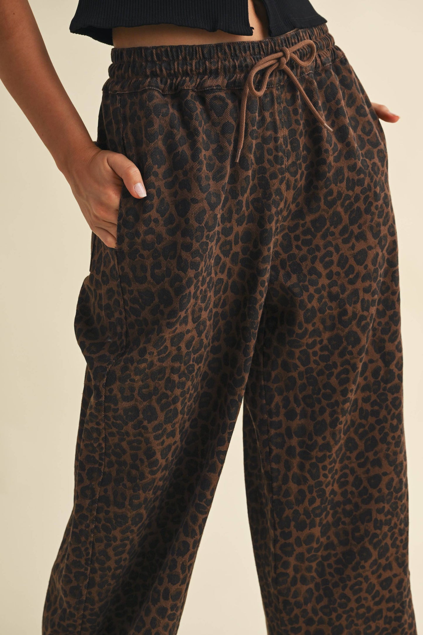 Carli Leopard Wide Leg Track Pants