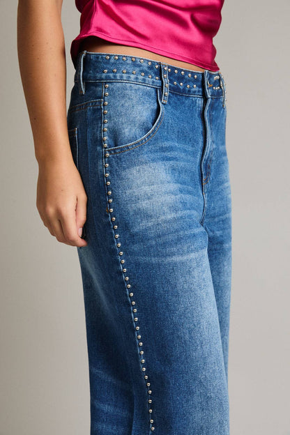 Gia Mid Rise Studded Jean