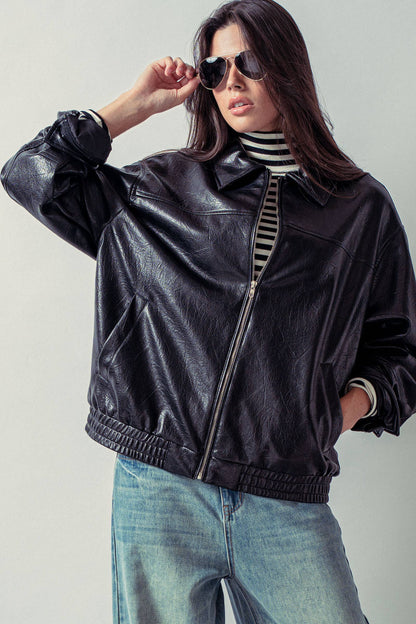 Piper Faux Leather Zip-Up Jacket