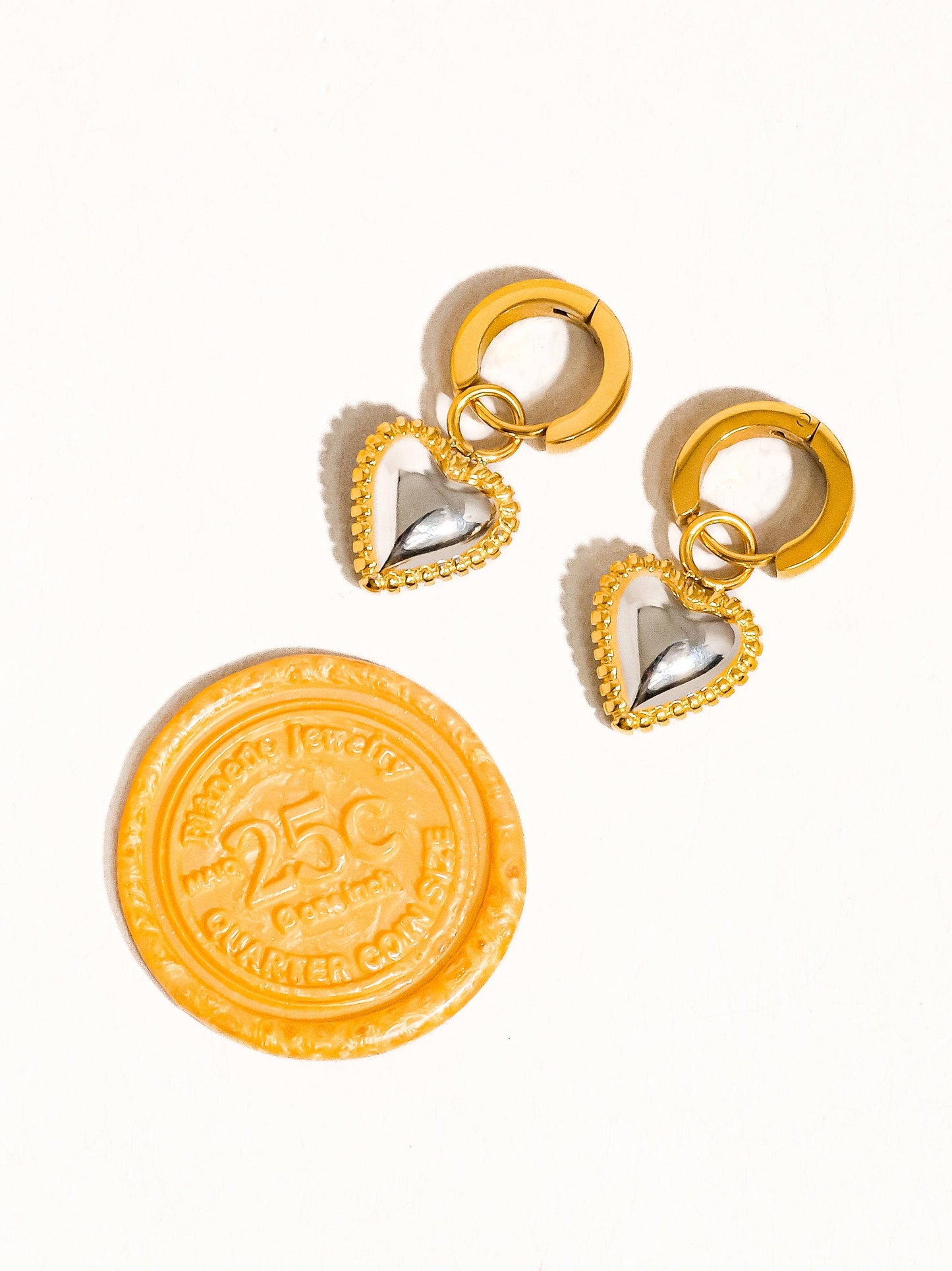 Savon Mixed Metal Heart Huggies | Waterproof Jewelry